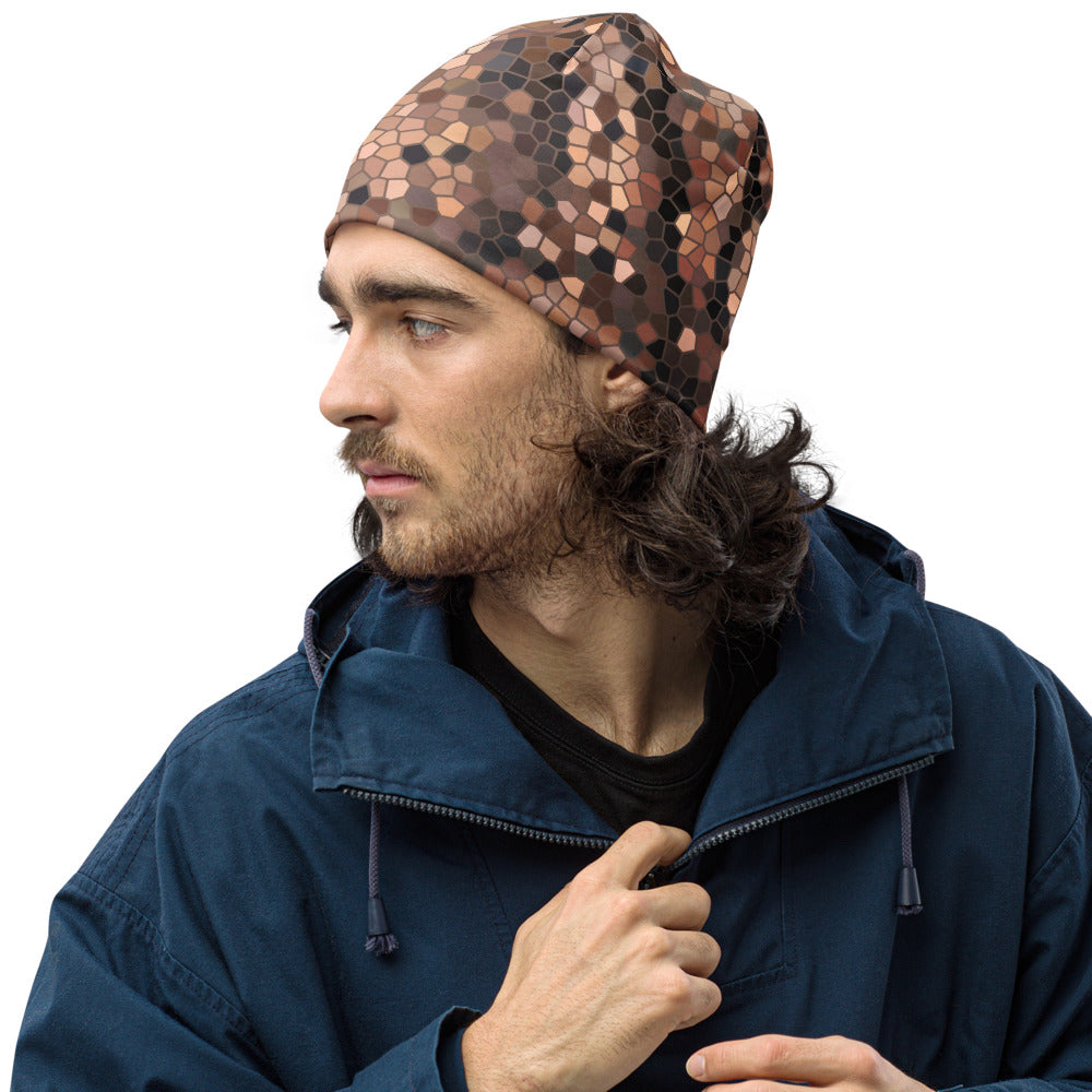 Red Pondo Mosaic Beanie