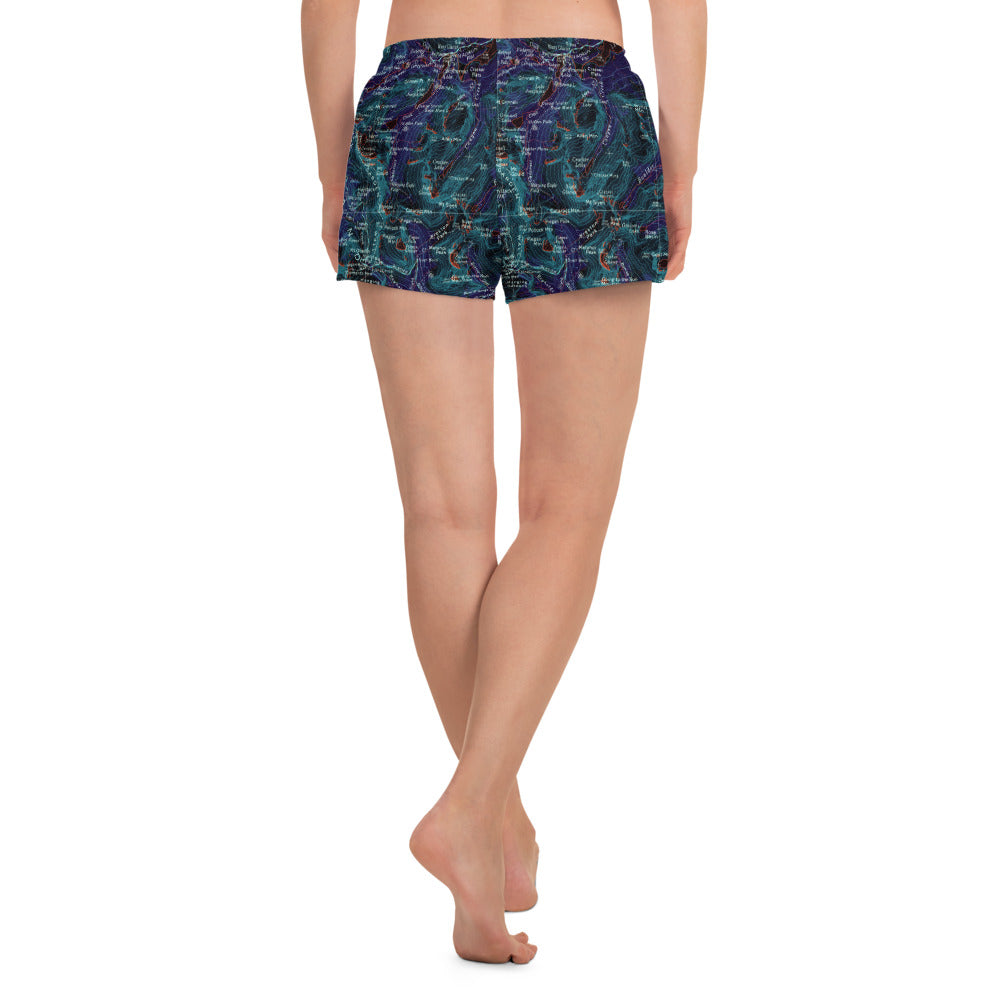 Many Glacier Midnight Women's Athletic Short Shorts