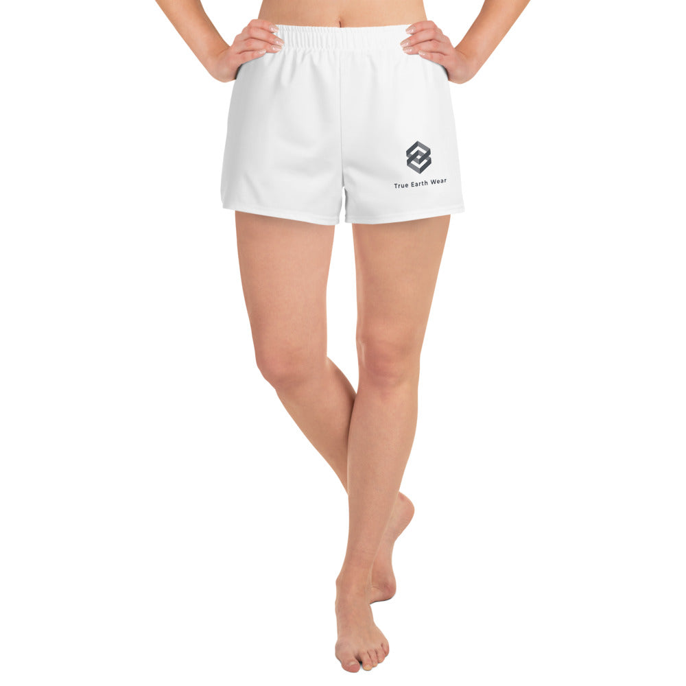 True Earth Wear Logo Women's Athletic White Short Shorts
