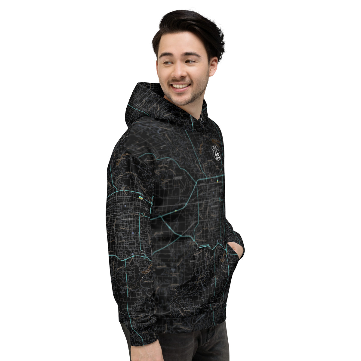 Springfield MO Midnight Route 66 Treeline Hoodie