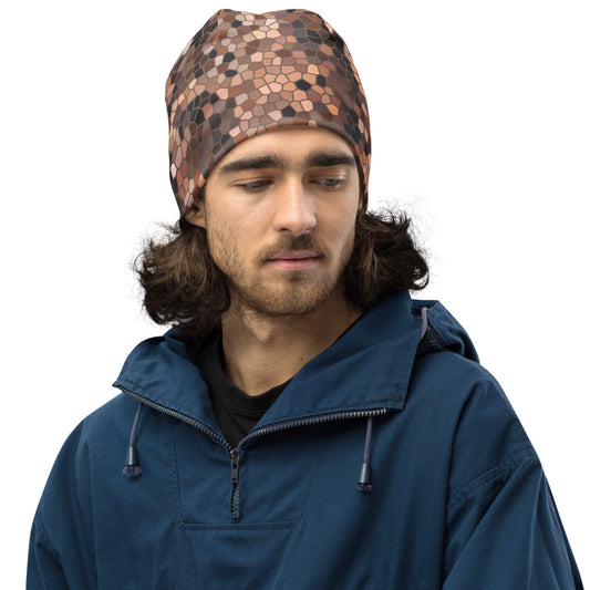 Red Pondo Mosaic Beanie