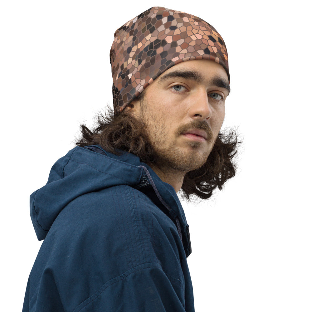 Red Pondo Mosaic Beanie