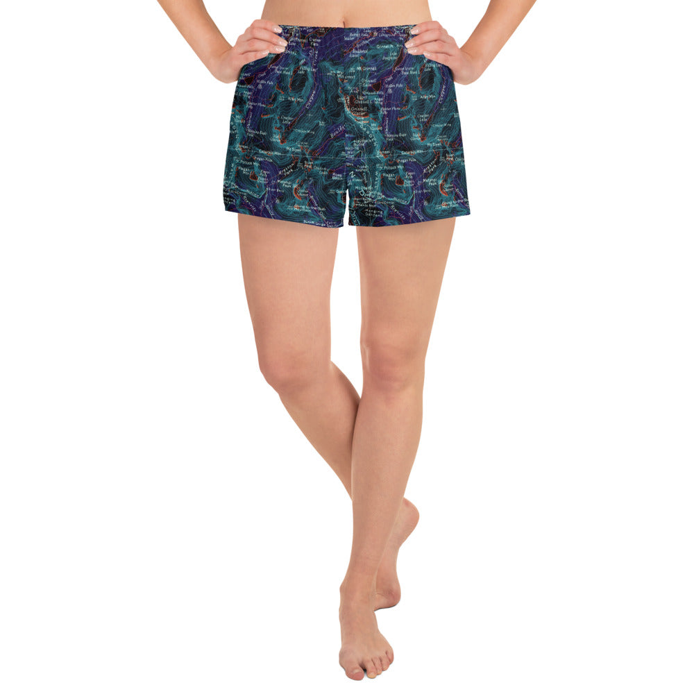 Many Glacier Midnight Women's Athletic Short Shorts